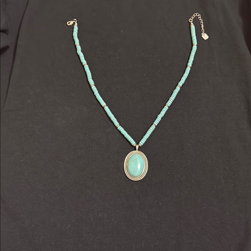 Turquoise Beaded Necklace with Pendant
